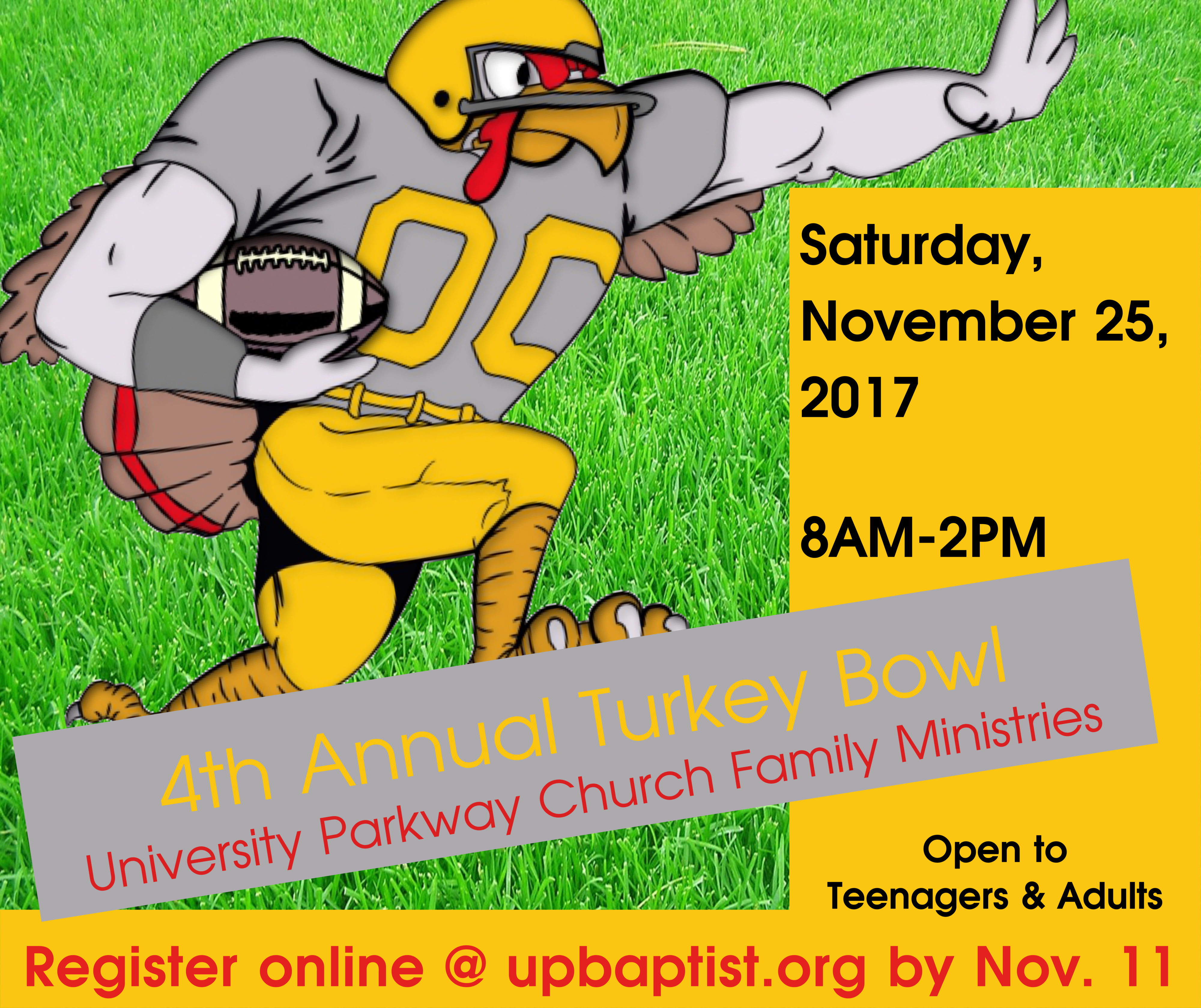 Nov 24, 7th Annual Thanksgiving Turkey Bowl - Flag Football Starts 9:00am